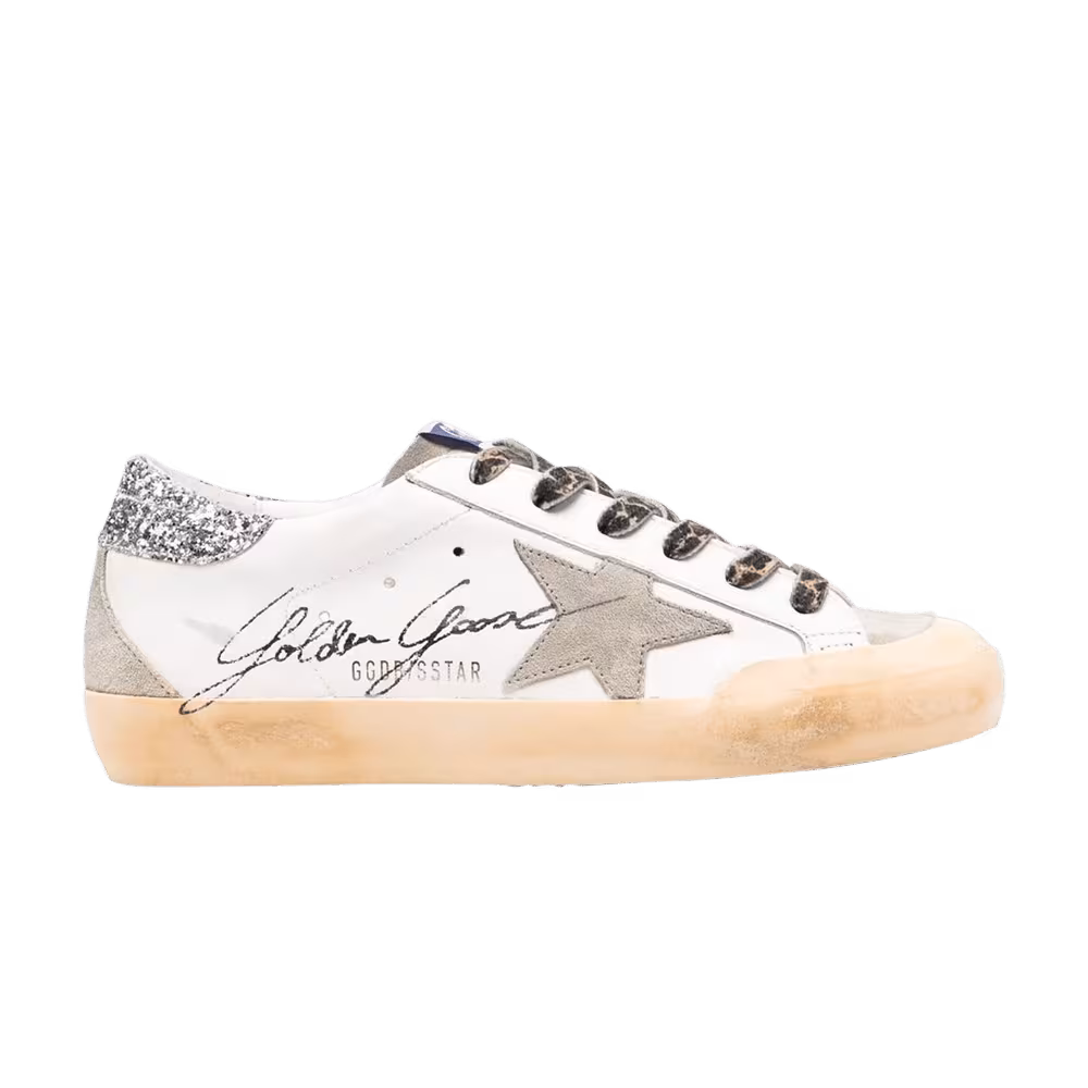 Golden Goose Women's Superstar Penstar Classic White Silver Glitter