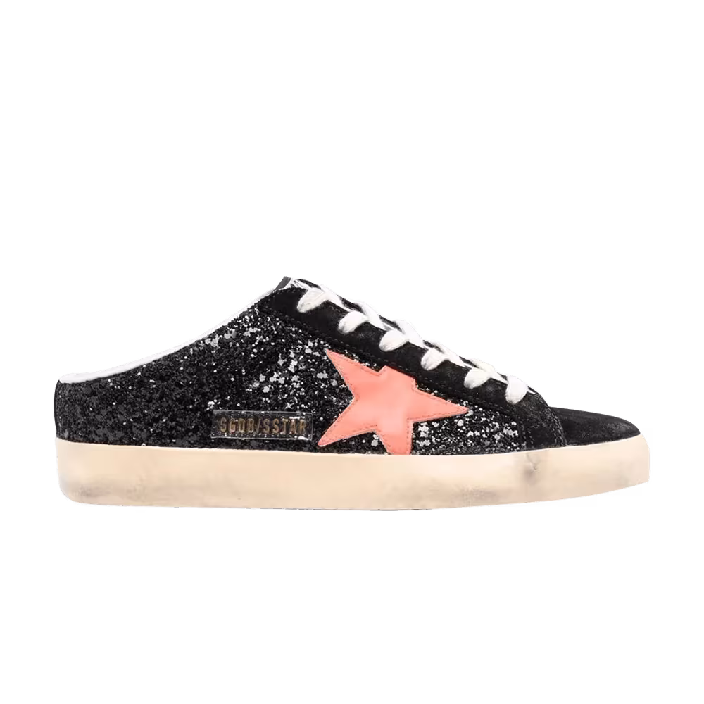 Golden Goose Women's Superstar Sabot Glitter - Black Coral Red