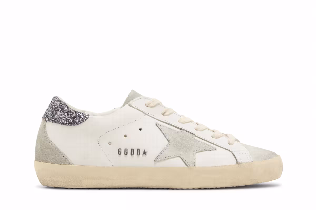 Golden Goose Women's Superstar White Grey Glitter, view 2