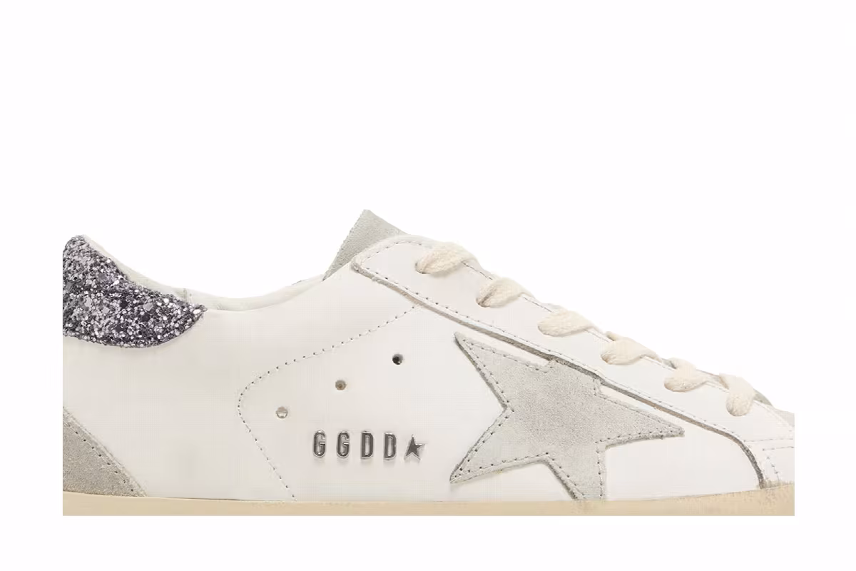 Golden Goose Women's Superstar White Grey Glitter, view 3
