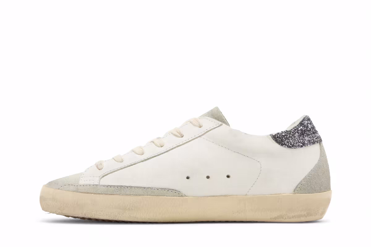 Golden Goose Women's Superstar White Grey Glitter, view 4
