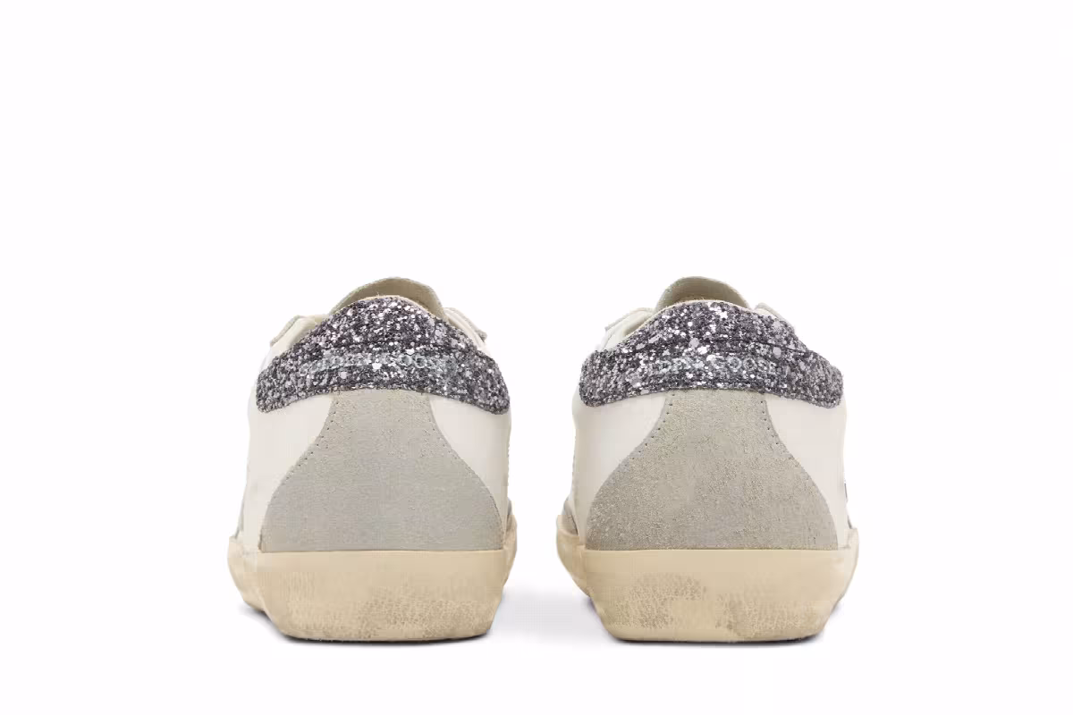 Golden Goose Women's Superstar White Grey Glitter, view 7