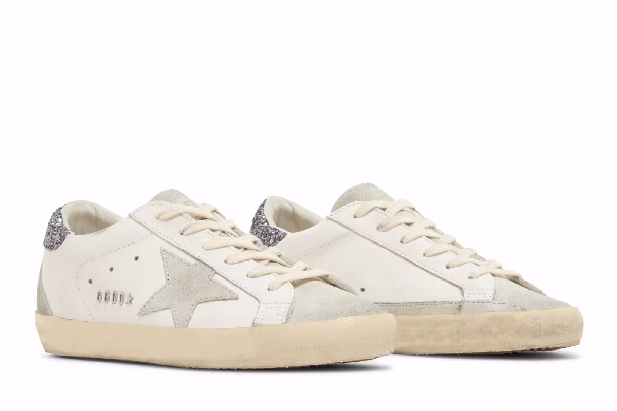 Golden Goose Women's Superstar White Grey Glitter, view 9