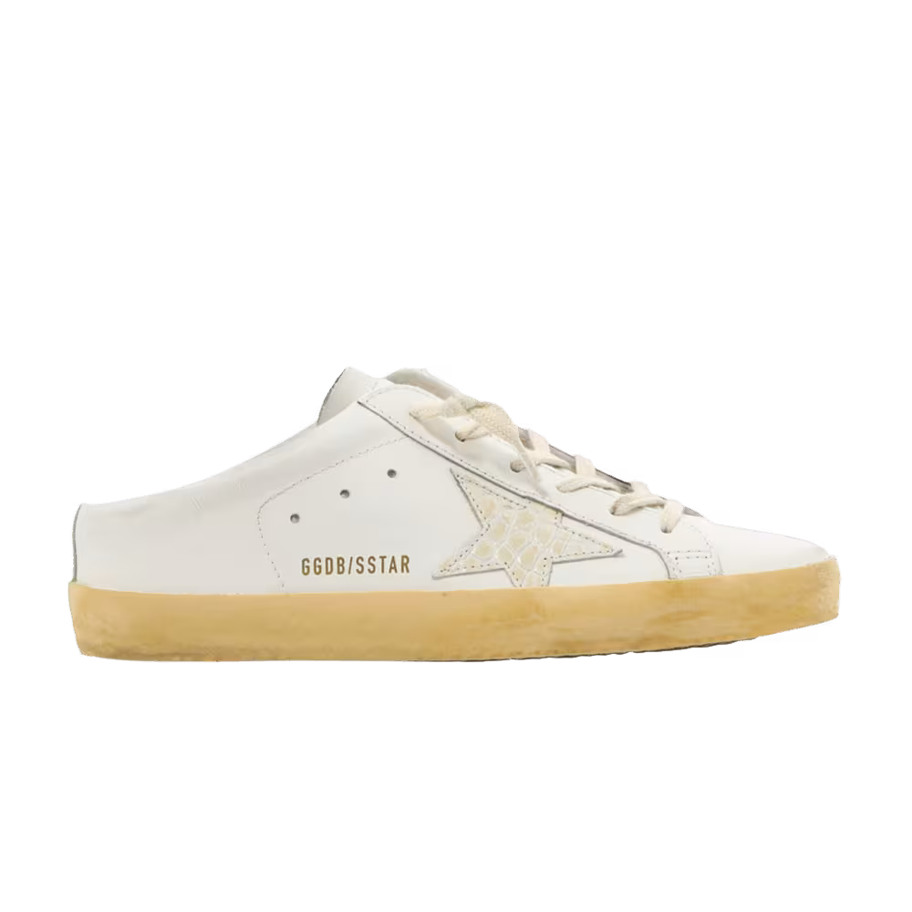 Golden Goose Women's Superstar Sabot White Ivory Crocodile