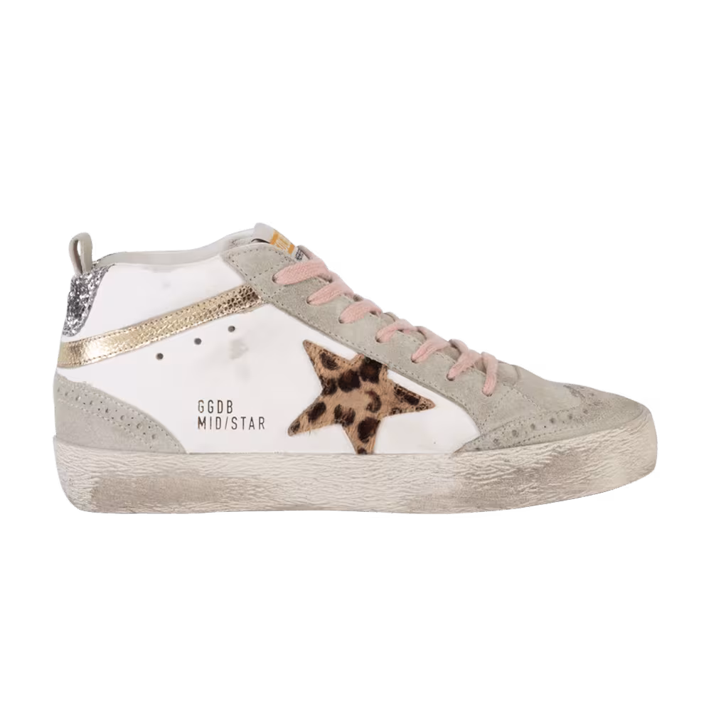 Golden Goose Women's Mid Star White Beige Leopard