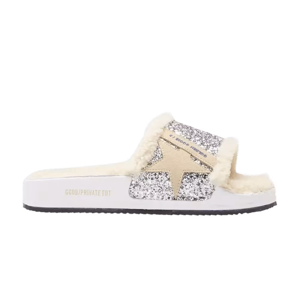 Golden Goose Women's Poolstar Slide Silver Glitter