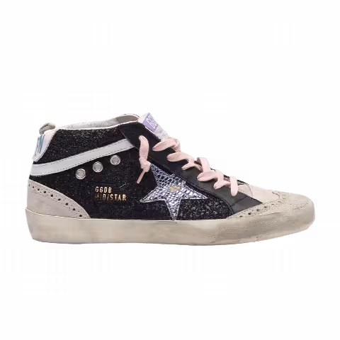 Golden Goose Wmns Mid Star 'Black Glitter Iridescent'