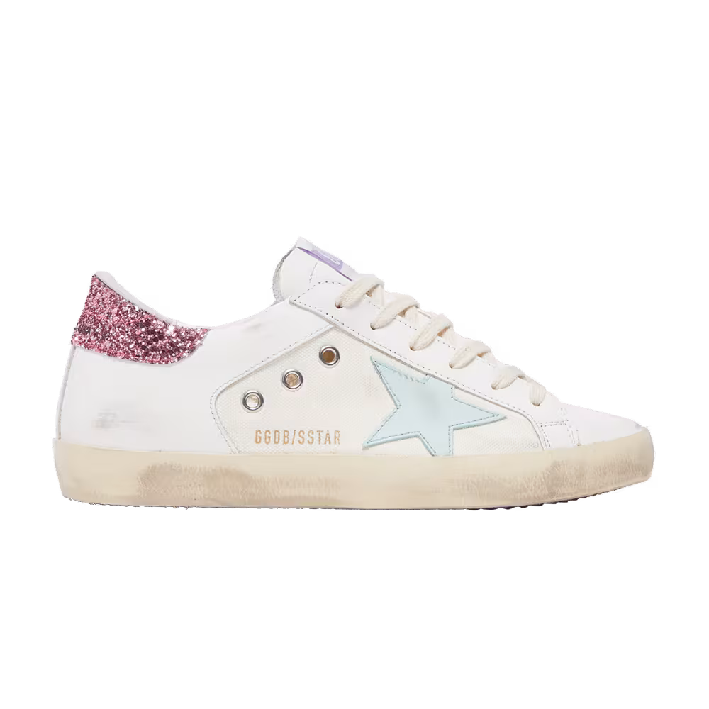 Golden Goose Women's Superstar White Light Blue Pink Glitter
