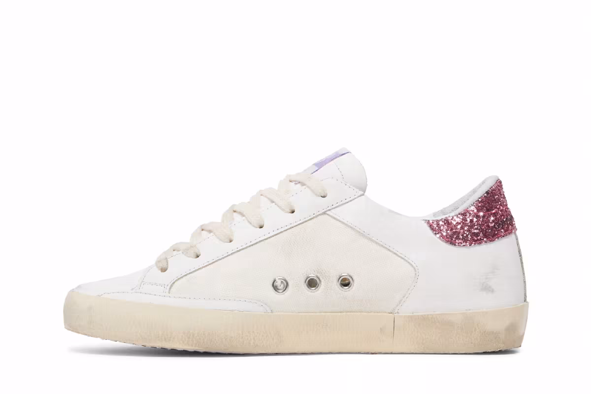 Golden Goose Women's Superstar White Light Blue Pink Glitter, view 4