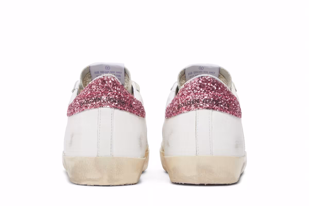 Golden Goose Women's Superstar White Light Blue Pink Glitter, view 7