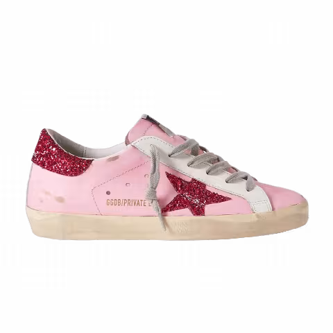 Golden Goose Wmns Superstar 'Glittered Distressed Leather - Orchid Pink'