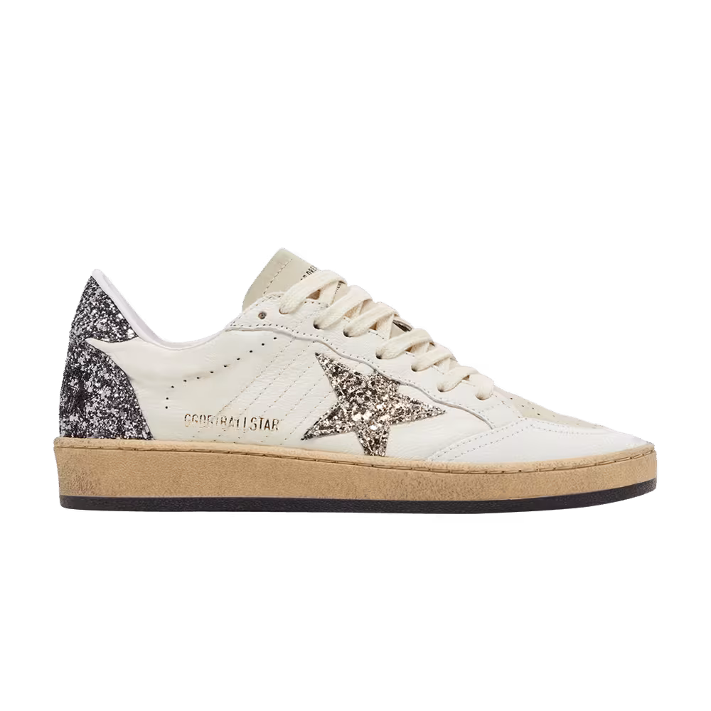 Golden Goose Women's Ball Star White Beige Silver Glitter