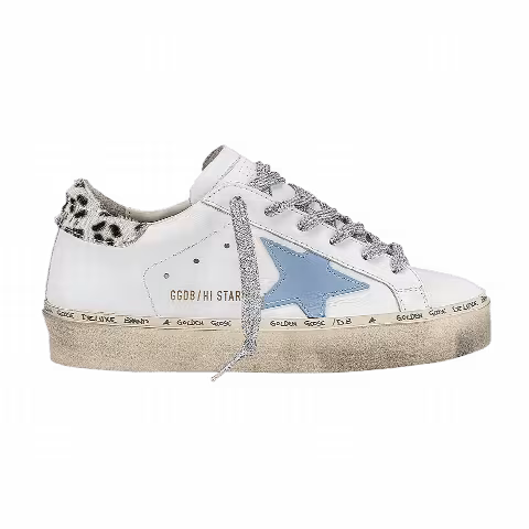 Golden Goose Wmns Hi Star 'White Powder Blue Leopard'