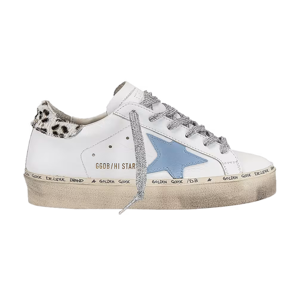 Golden Goose Women's Hi Star White Powder Blue Leopard