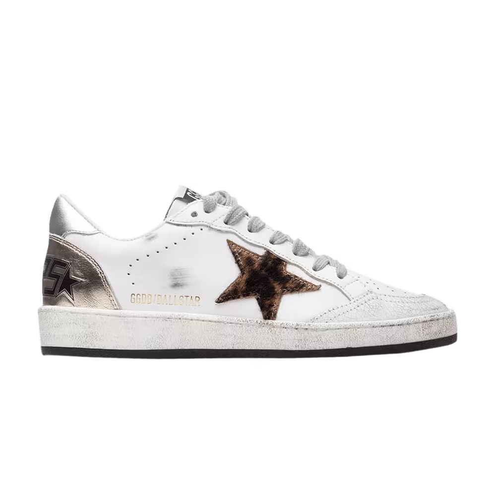 Golden Goose Women's Ball Star White Silver Leopard