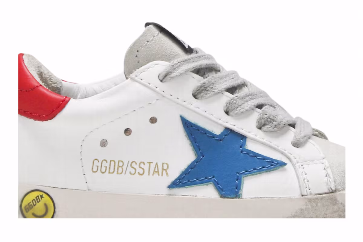 Golden Goose Superstar Infant White Blue Red, view 3