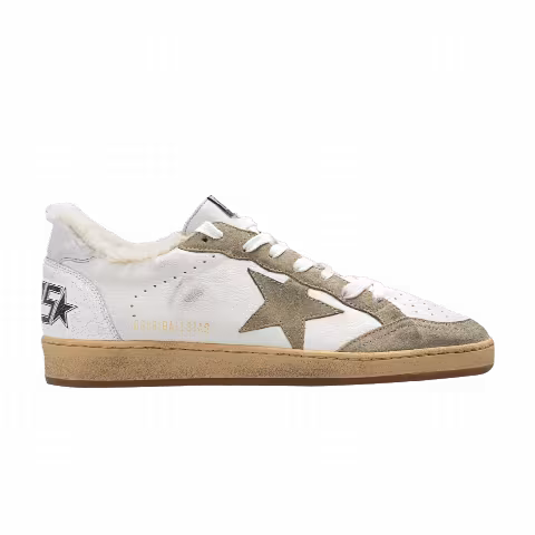Golden Goose Ball Star Shearling-Lined Distressed 'White Taupe'