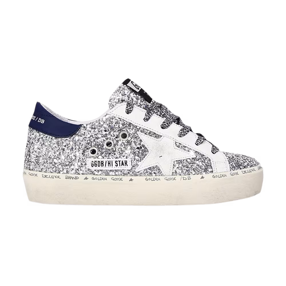 Golden Goose Women's Hi Star Silver Glitter Blue