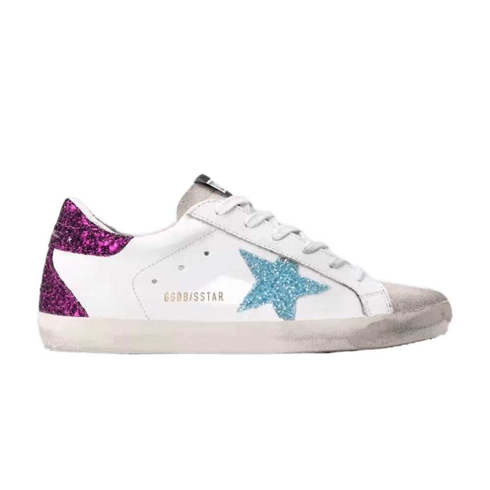 Golden Goose Women's Superstar White Blue Glitter