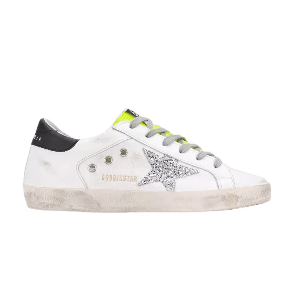 Golden Goose Women's Superstar White Silver Glitter