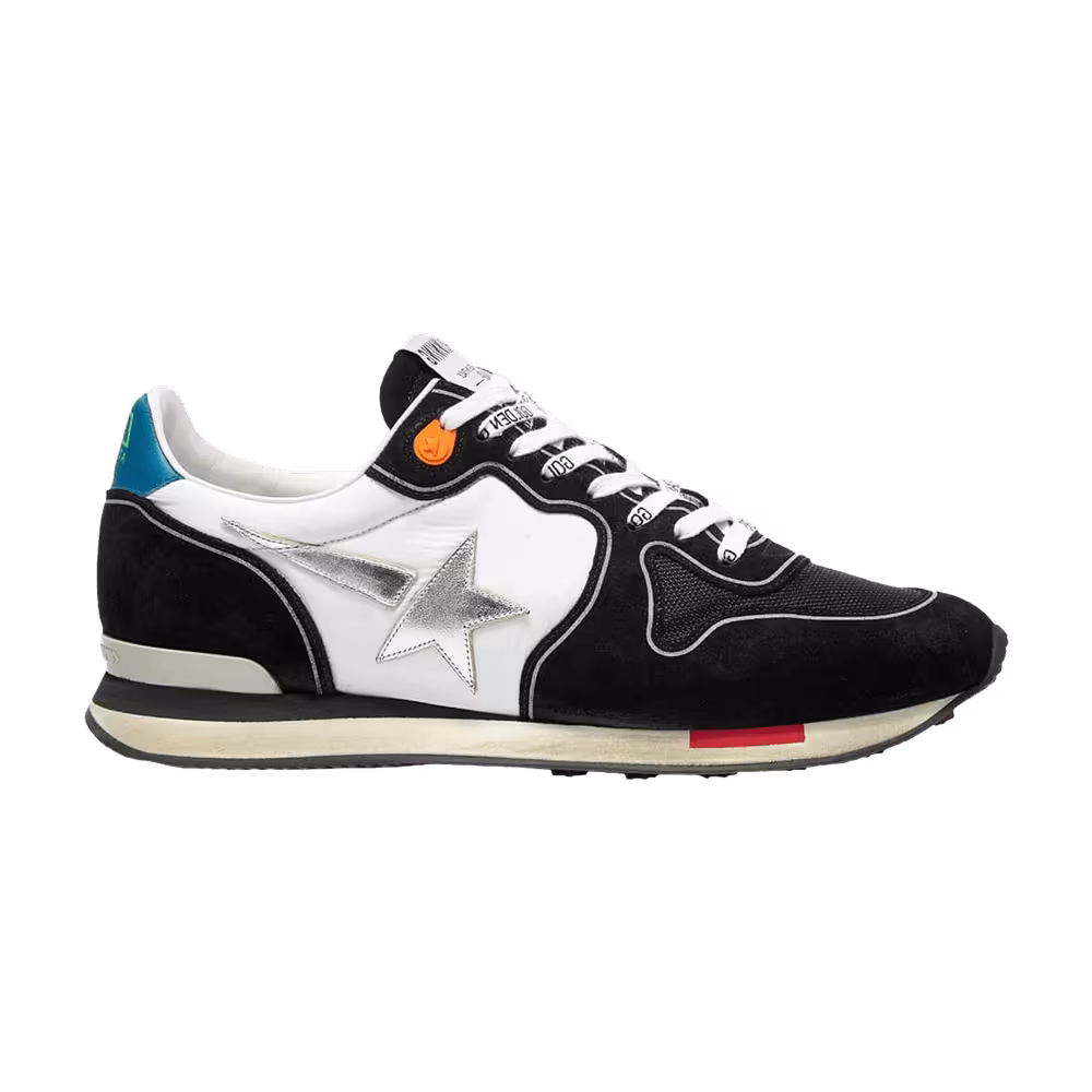 Golden Goose Running Sole Black White Silver
