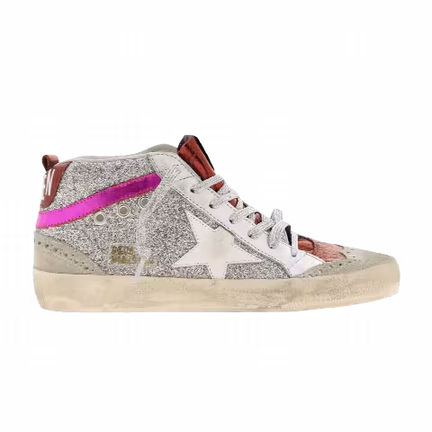 Golden Goose Wmns Mid Star 'Silver Glitter Pink'