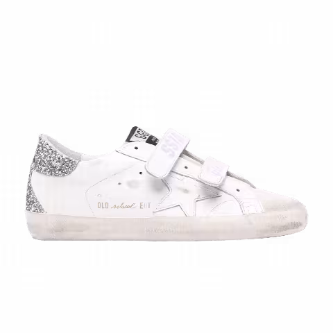 Golden Goose Wmns Old School Touch-Strap 'White Silver Glitter'