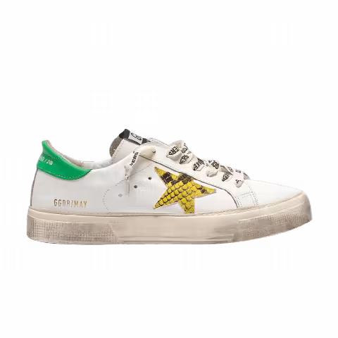 Golden Goose Wmns May 'White Green Snakeskin'