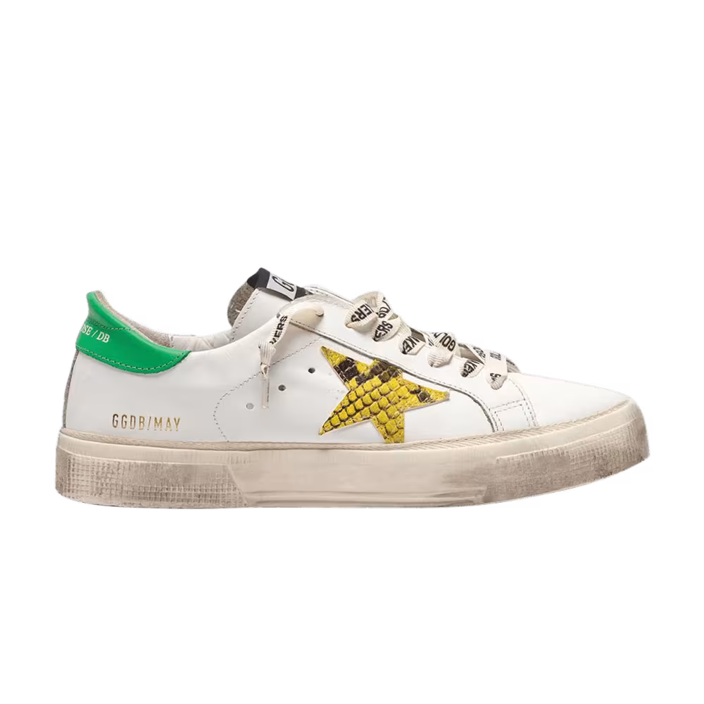 Golden Goose Women's May White Green Snakeskin