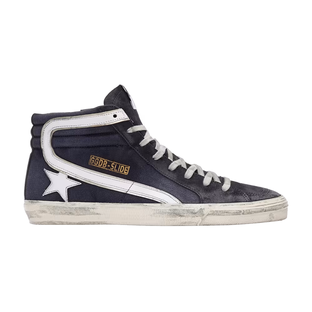 Golden Goose Distressed Slide High Navy Denim