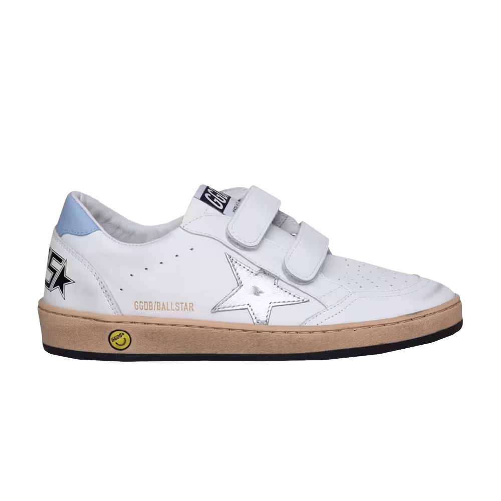 Golden Goose Ball Star Strap Kids White Silver Blue Fog