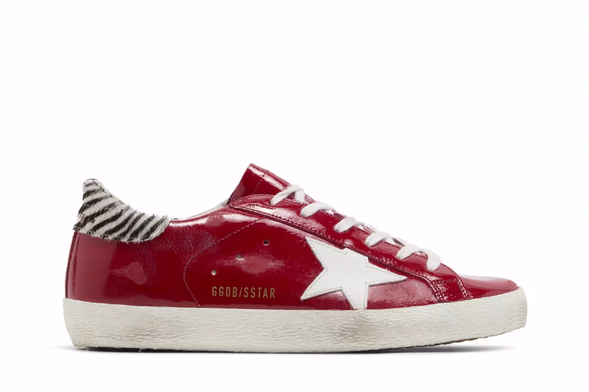 Golden Goose Women's Superstar Red Zebra Stripes, view 2