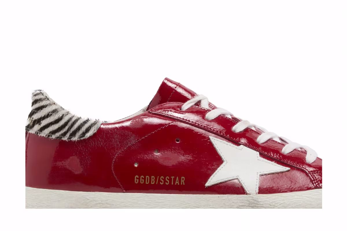 Golden Goose Women's Superstar Red Zebra Stripes, view 3