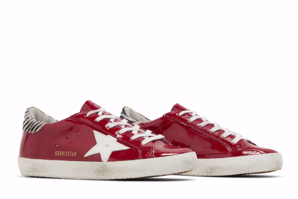 Golden Goose Women's Superstar Red Zebra Stripes, view 9