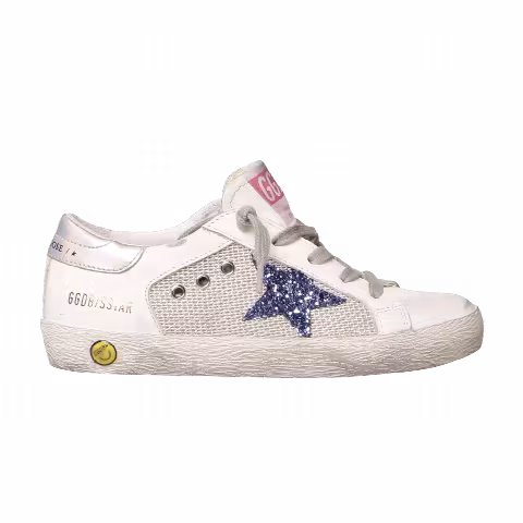 Golden Goose Superstar Kids 'White Captain Blue Glitter'