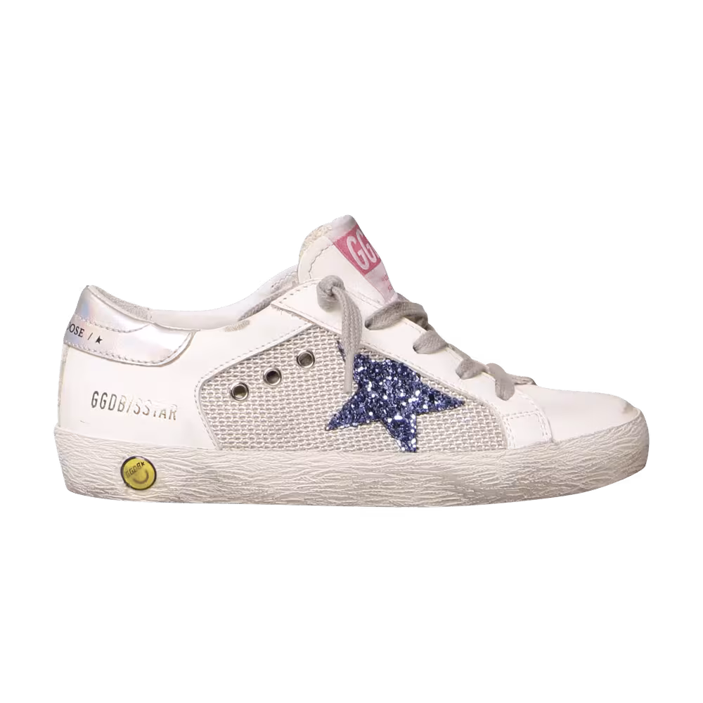 Golden Goose Superstar Kids White Captain Blue Glitter