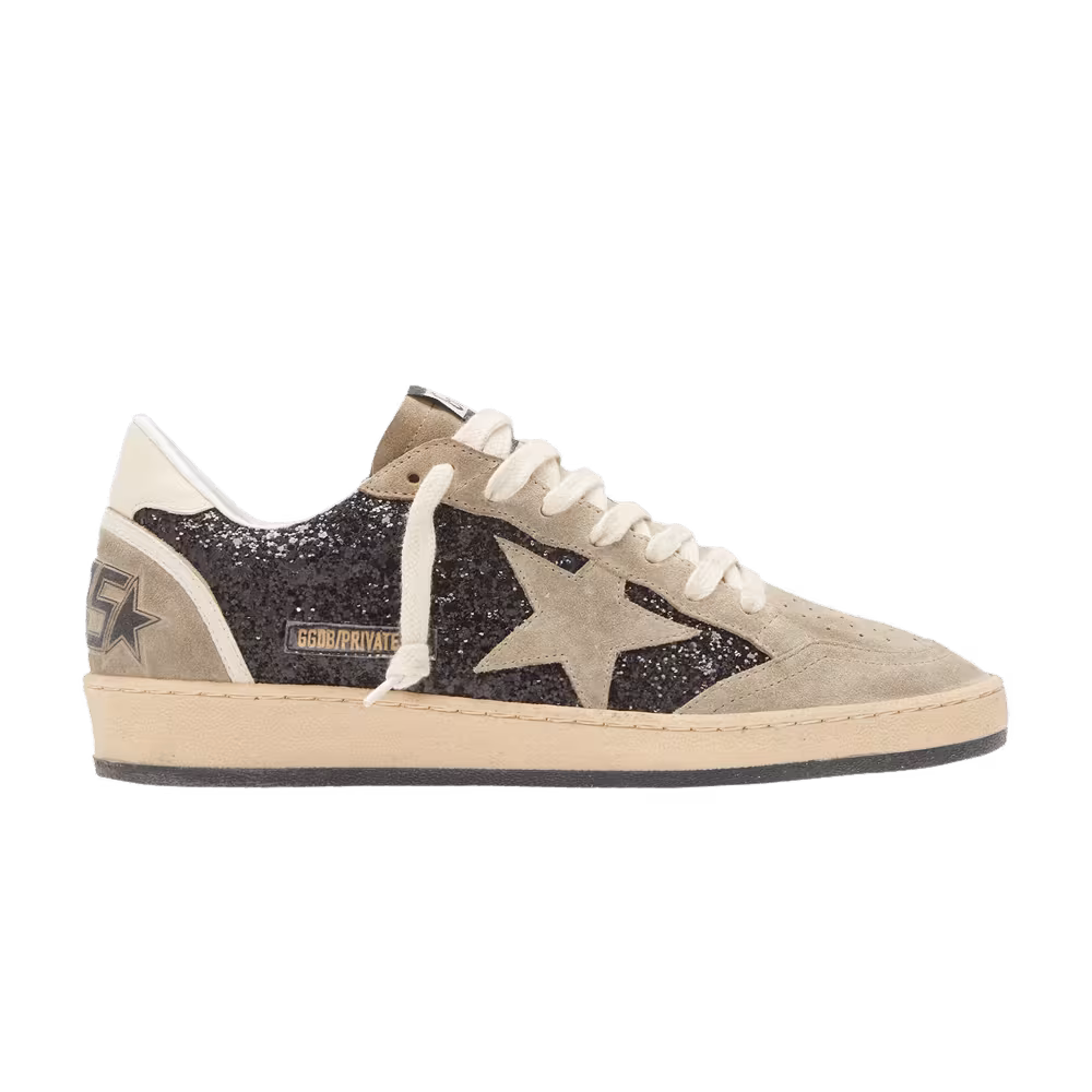 Golden Goose Women's Ball Star Taupe Black Glitter