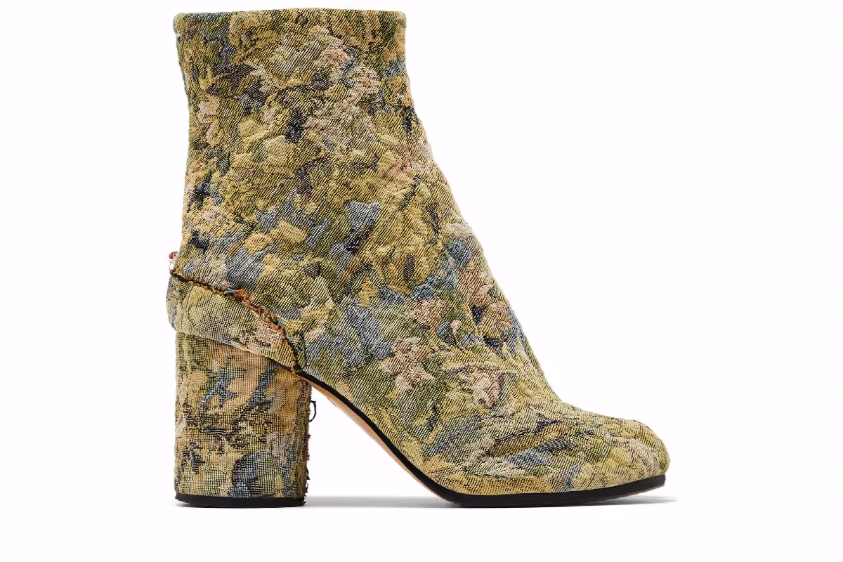 Maison Margiela Women's Tabi Ankle Boot Green Tapestry, view 2