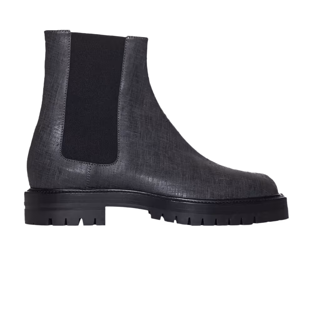 Maison Margiela Tabi County Combat High Black Scratched Leather