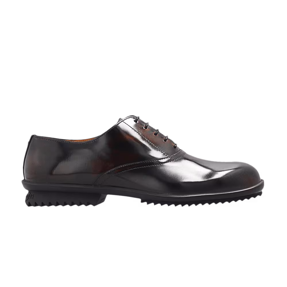 Maison Margiela Numbers-Embossed Lace Up Derby Brown Black Wax