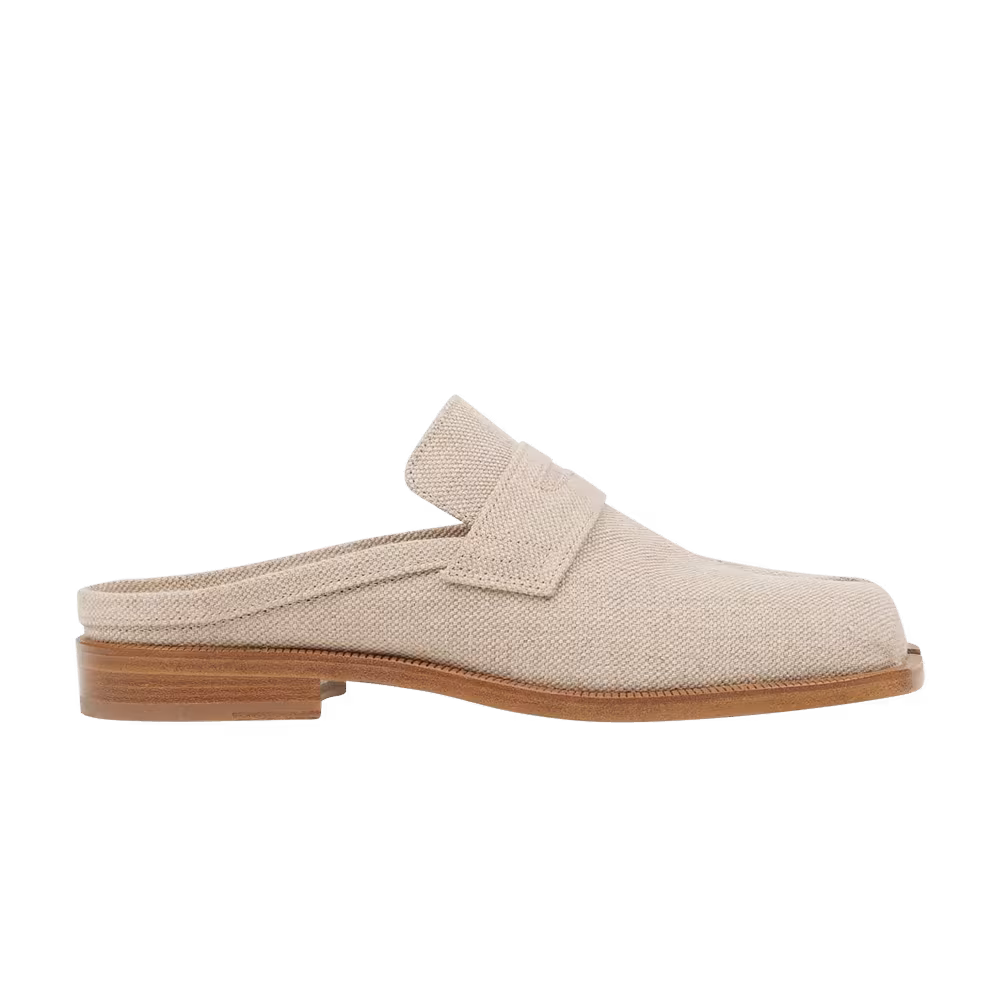 Maison Margiela Women's Tabi City Loafer Mule Khaki Linen