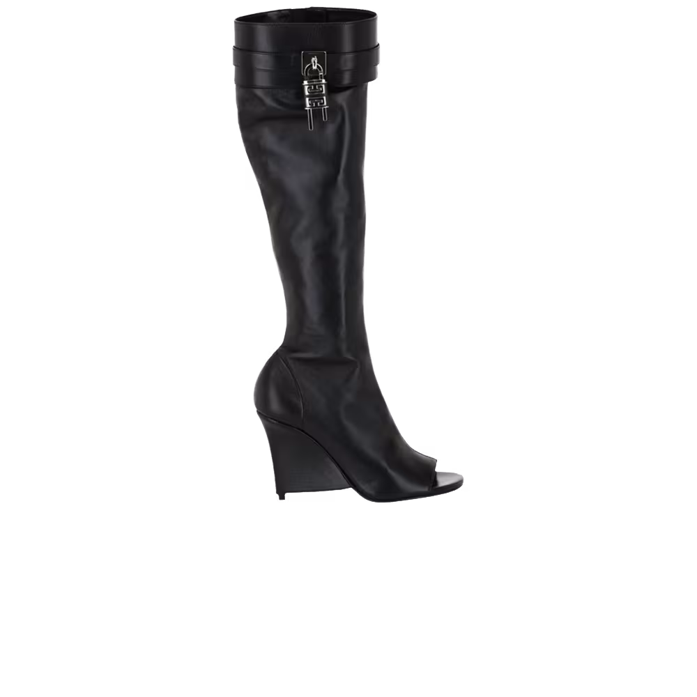 Givenchy Women's Shark Lock Stiletto Sandal Boot Black