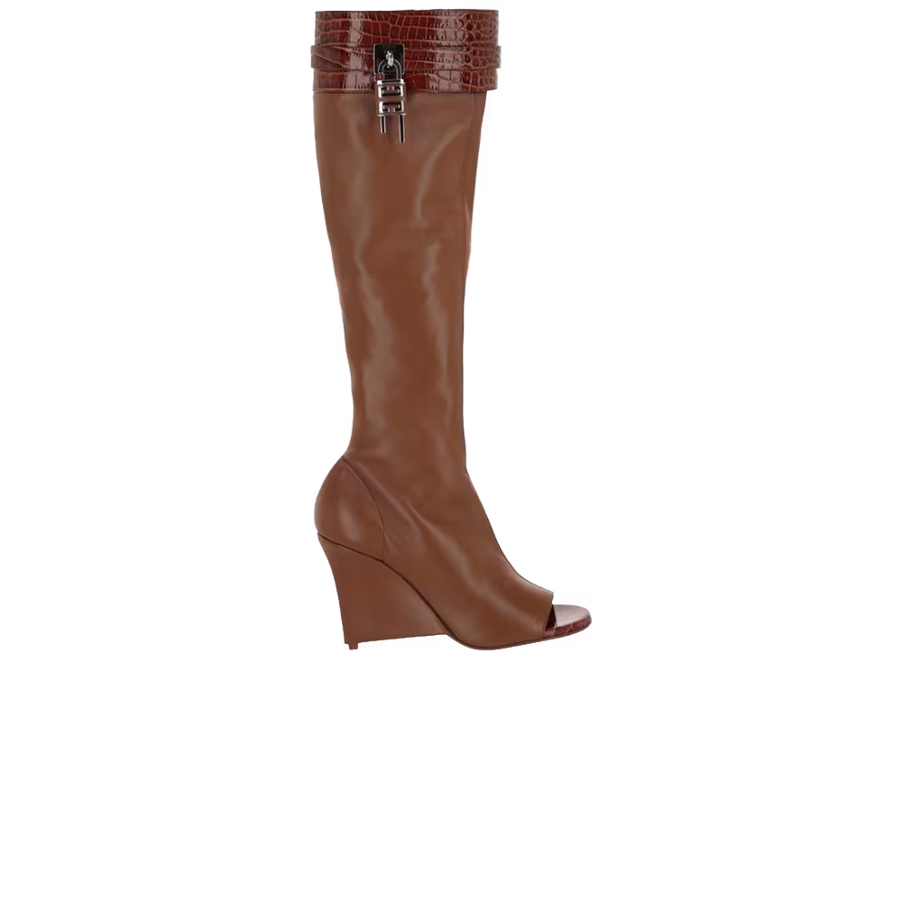 Givenchy Women's Shark Lock Stiletto Sandal Boot Chestnut