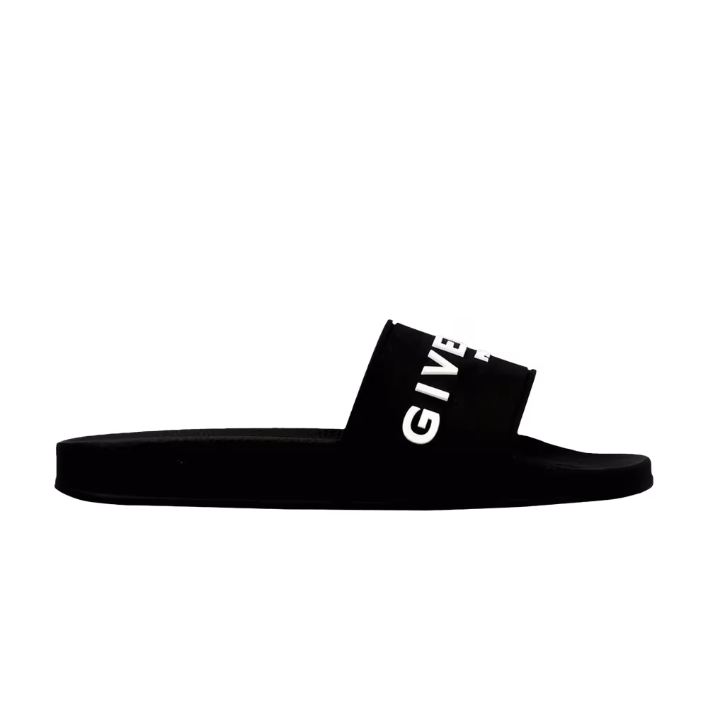 Givenchy Women's Slide Embossed Logo - Black White