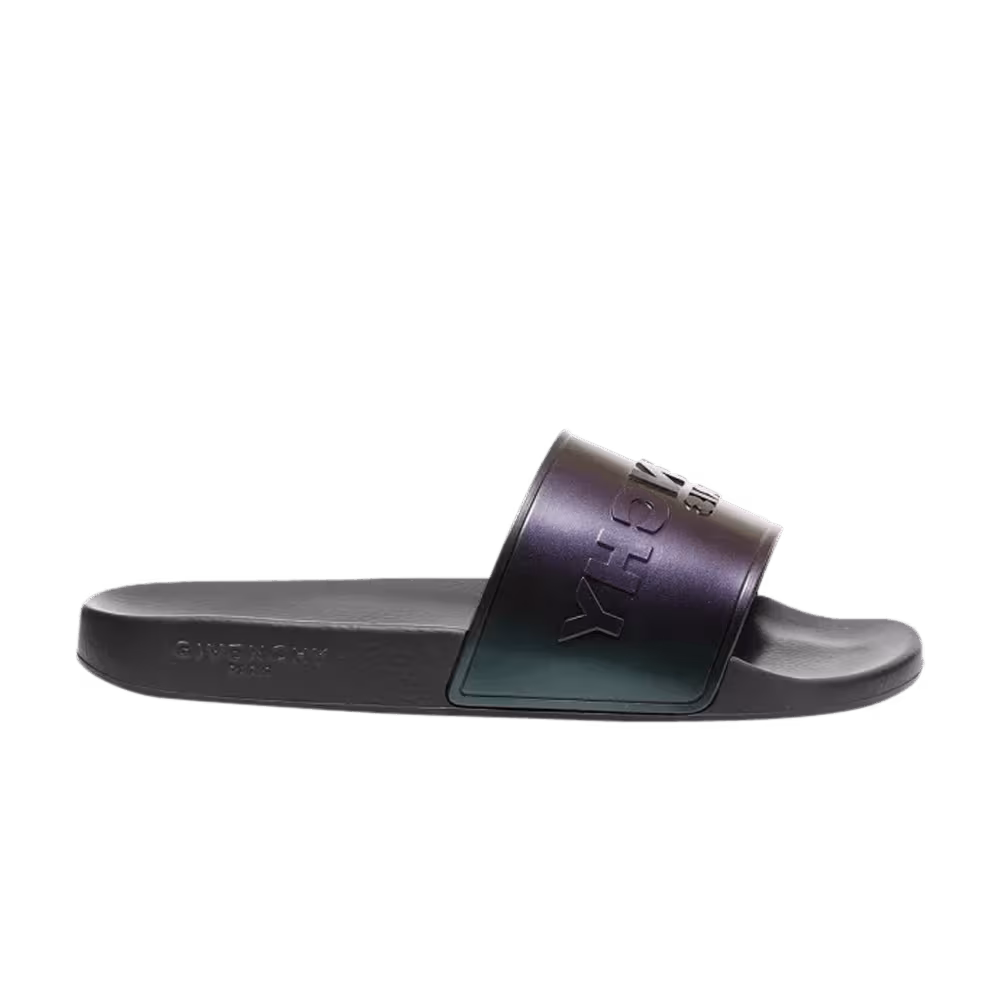 Givenchy Logo Slide Black Iridescent Blue