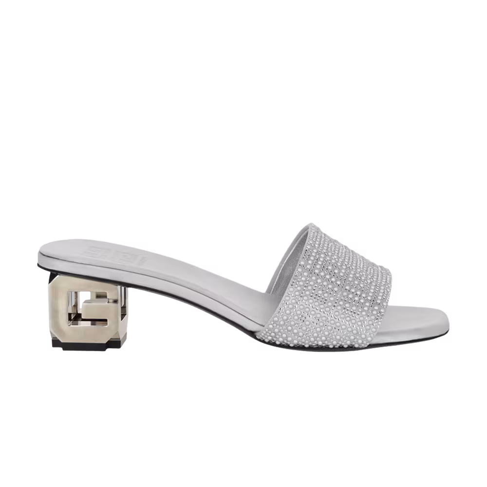 Givenchy Women's G Cube Crystal Embellished Sandal Silver