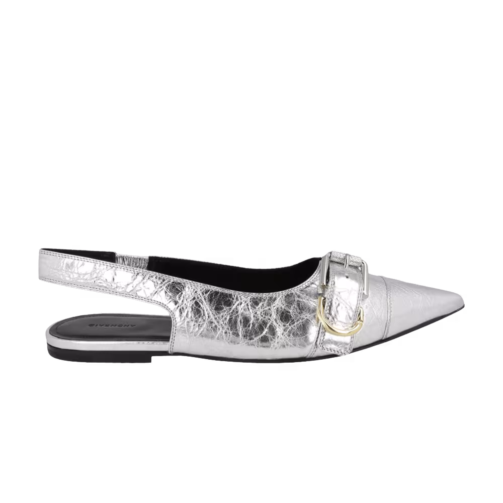 Givenchy Women's Voyou Slingback Flat Silver