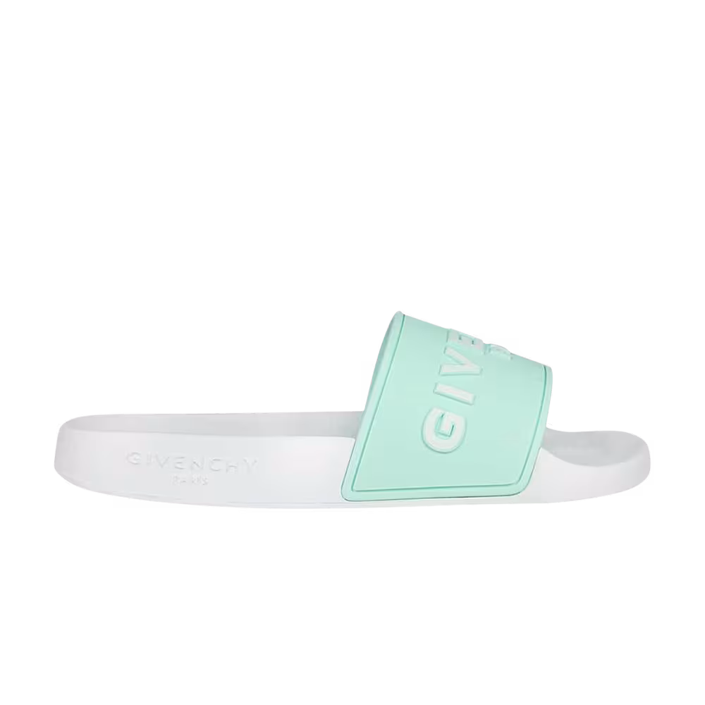 Givenchy Women's Logo Slide White Aqua Green