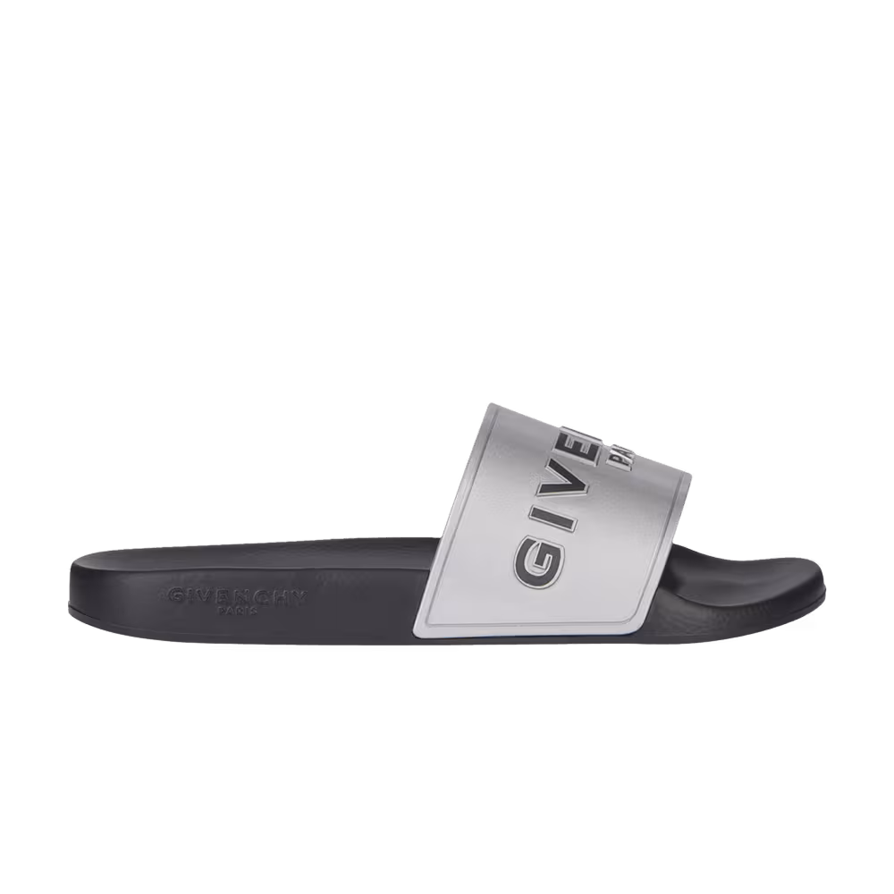 Givenchy Logo Slide Silver Grey