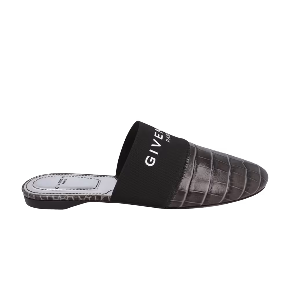 Givenchy Women's Croc Embossed Bedford Mule Storm Grey